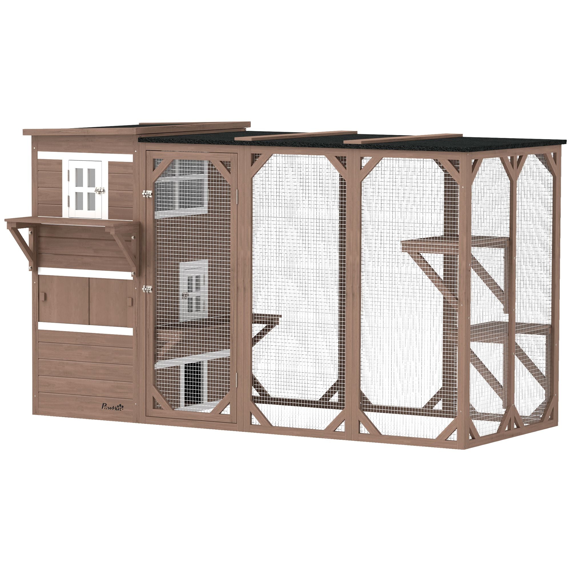 Spacious Multi-Level Outdoor Cat House for Up to 3 Cats