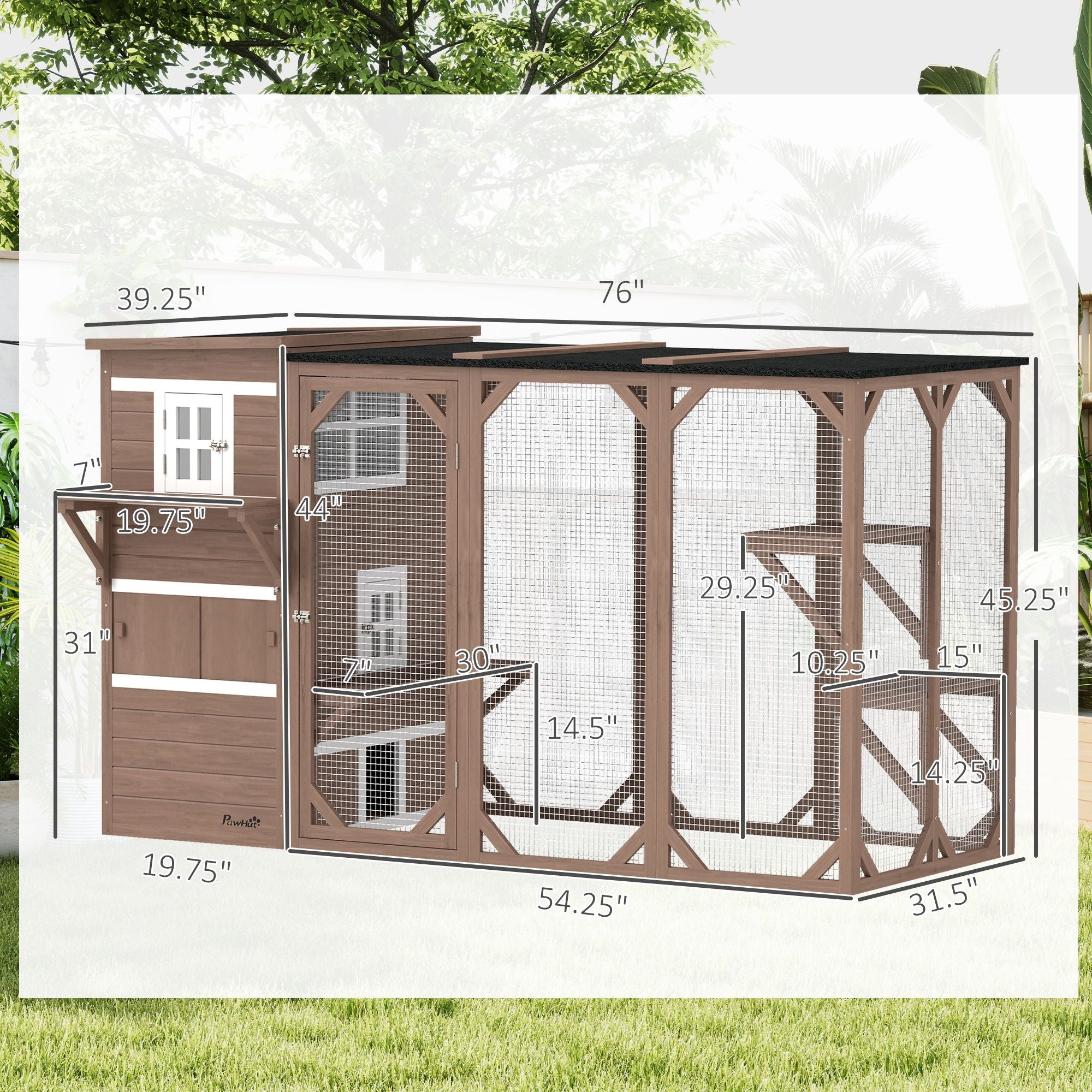 Spacious Multi-Level Outdoor Cat House for Up to 3 Cats