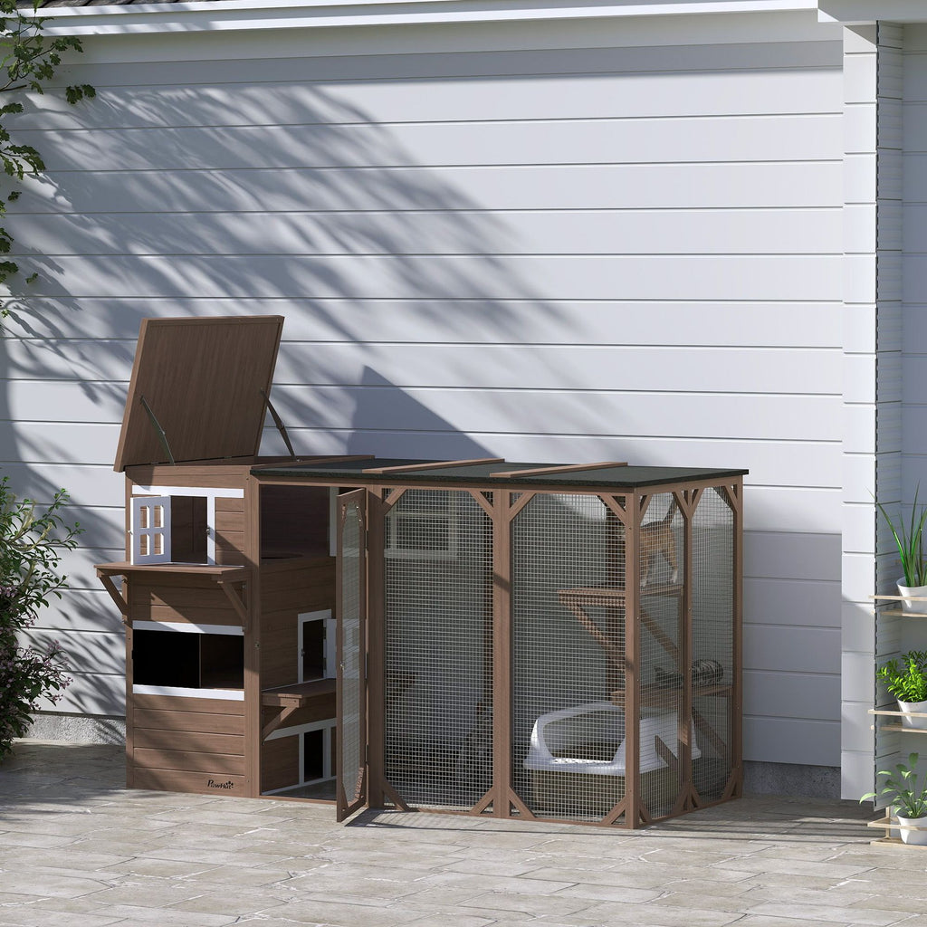Spacious Multi-Level Outdoor Cat House for Up to 3 Cats