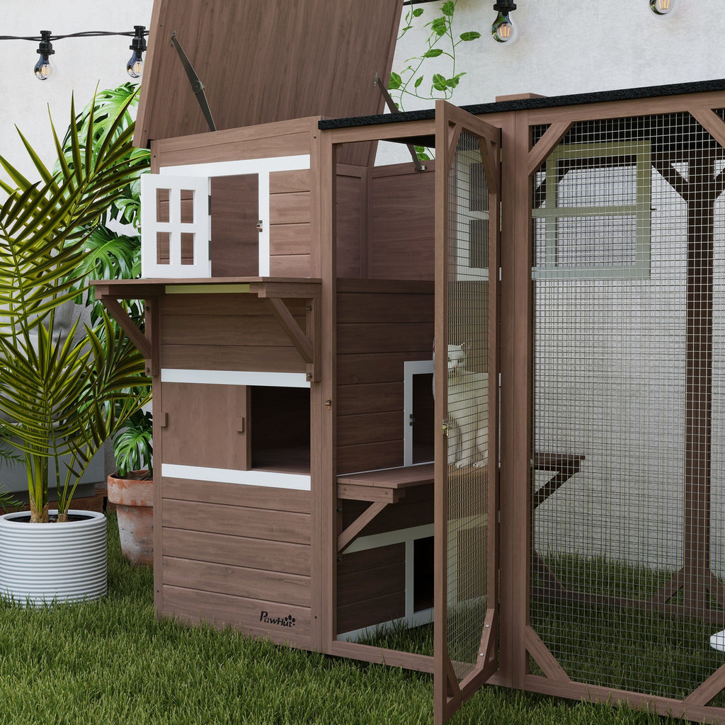 Spacious Multi-Level Outdoor Cat House for Up to 3 Cats