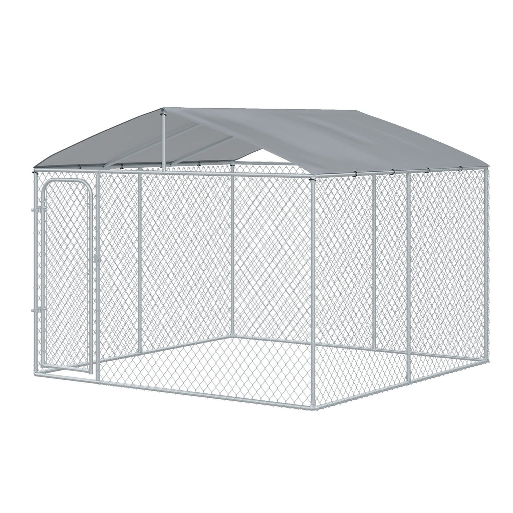 Large Outdoor Dog Kennel,, structured Playpen with Lock, Mesh Sidewalls, Weatherproof Cover, Bla
