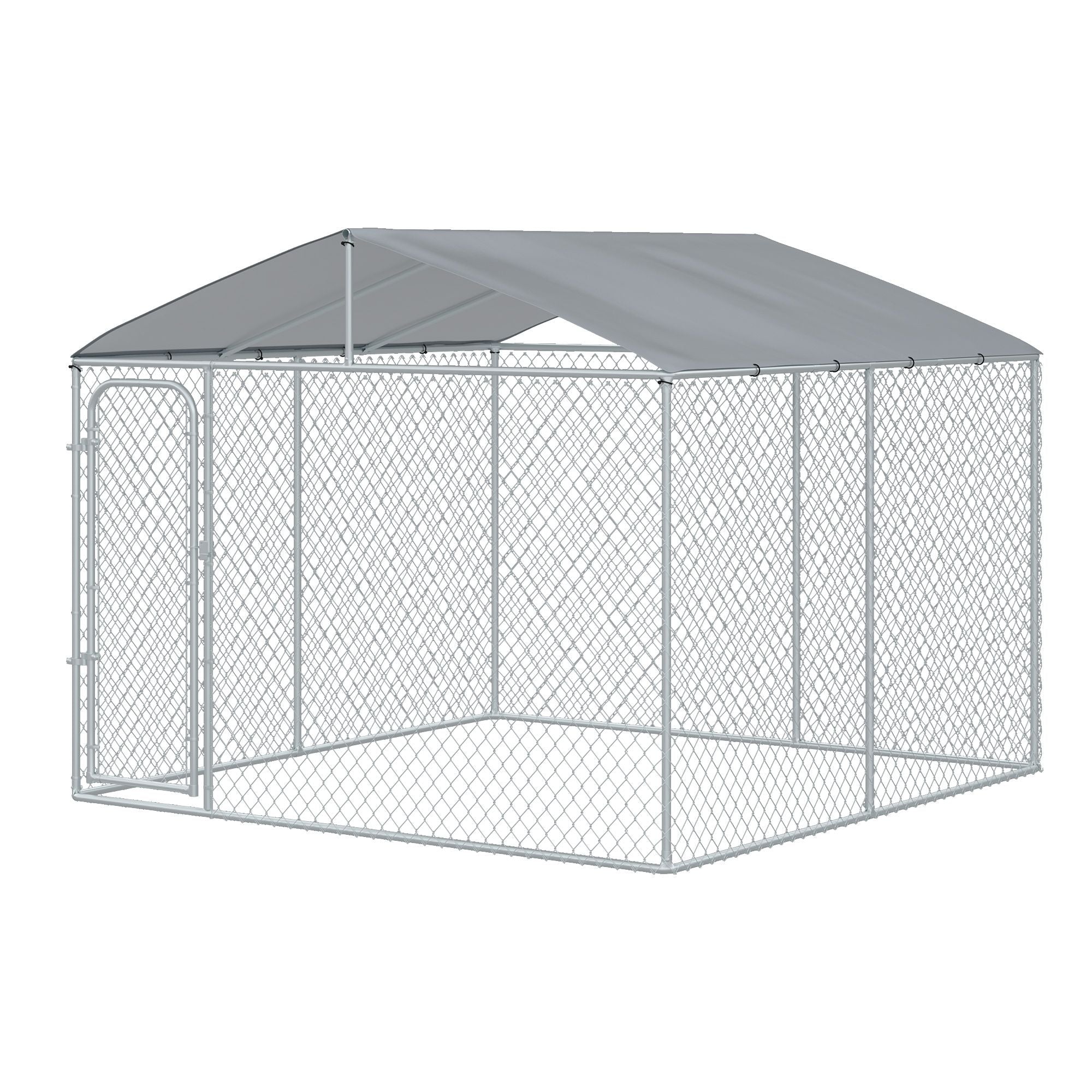 Large Outdoor Dog Kennel,, structured Playpen with Lock, Mesh Sidewalls, Weatherproof Cover, Bla