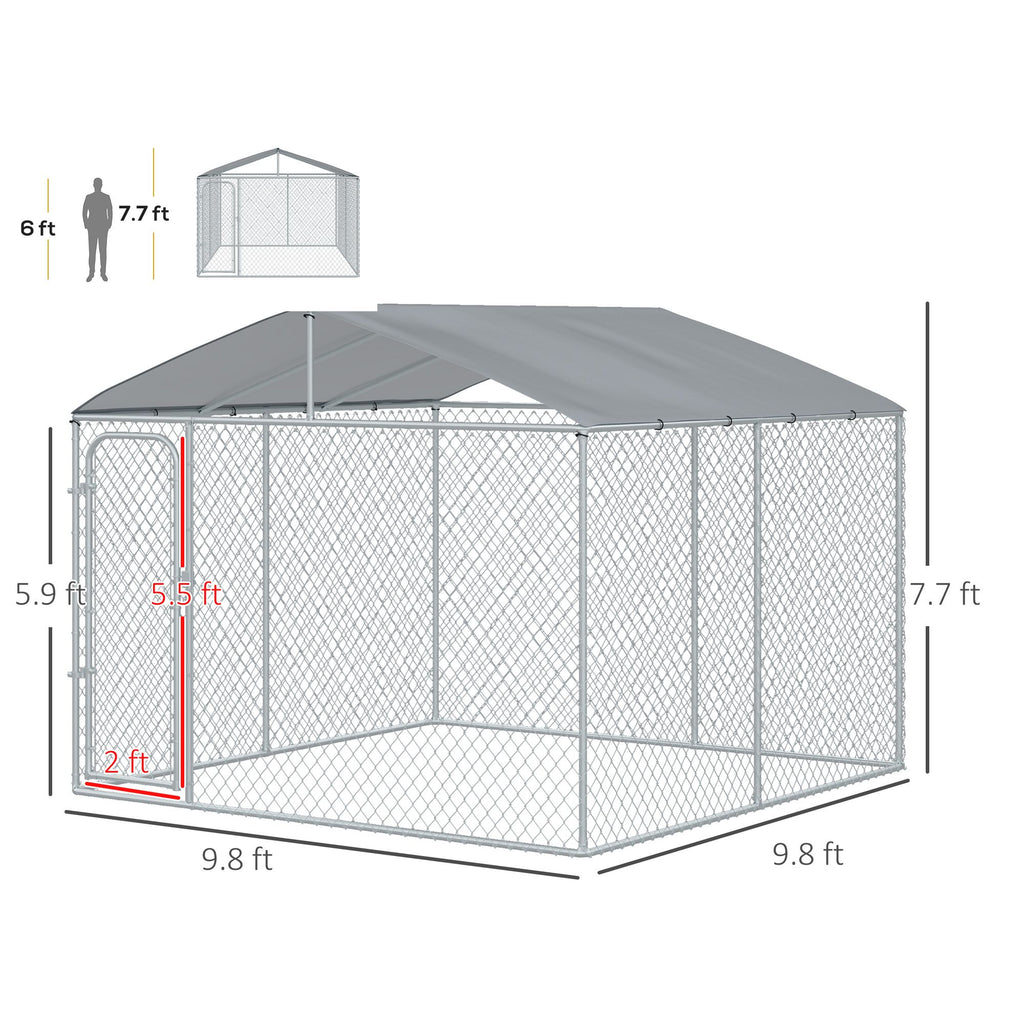 Large Outdoor Dog Kennel,, structured Playpen with Lock, Mesh Sidewalls, Weatherproof Cover, Bla