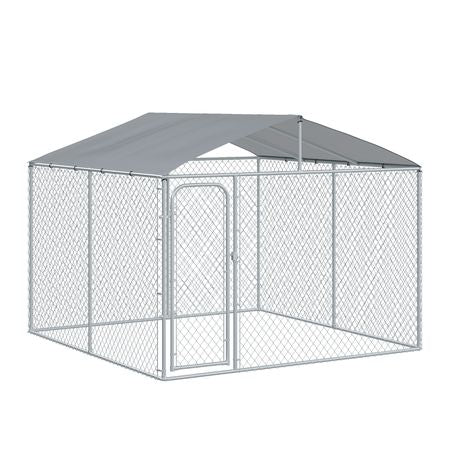 Large Outdoor Dog Kennel,, structured Playpen with Lock, Mesh Sidewalls, Weatherproof Cover, Bla