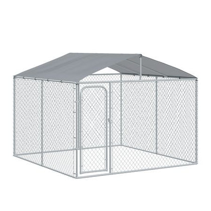 Large Outdoor Dog Kennel,, structured Playpen with Lock, Mesh Sidewalls, Weatherproof Cover, Bla