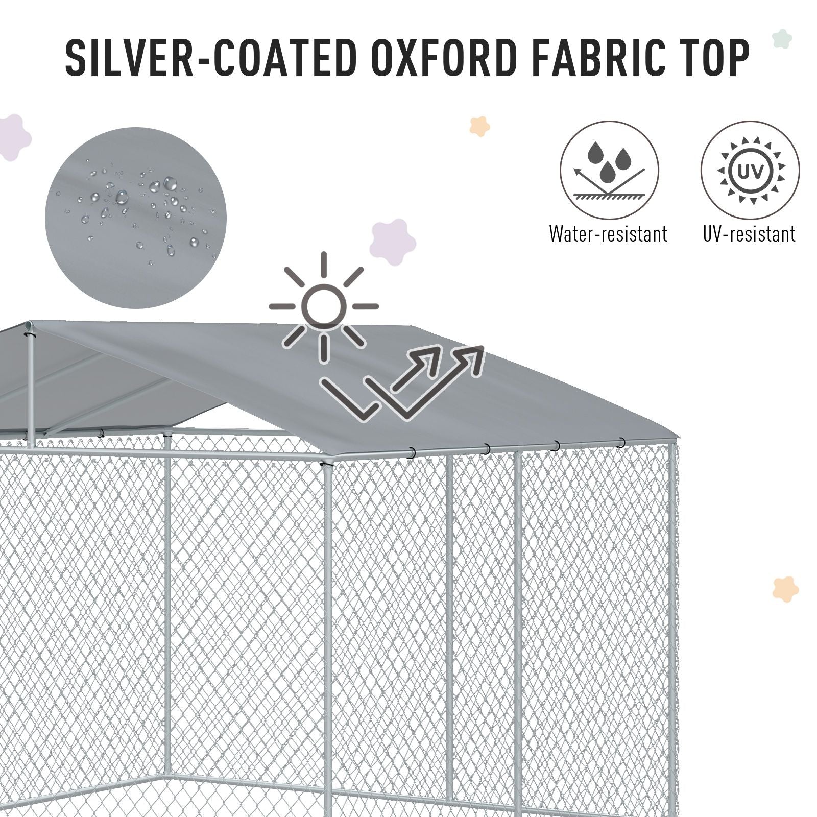 Large Outdoor Dog Kennel,, structured Playpen with Lock, Mesh Sidewalls, Weatherproof Cover, Bla