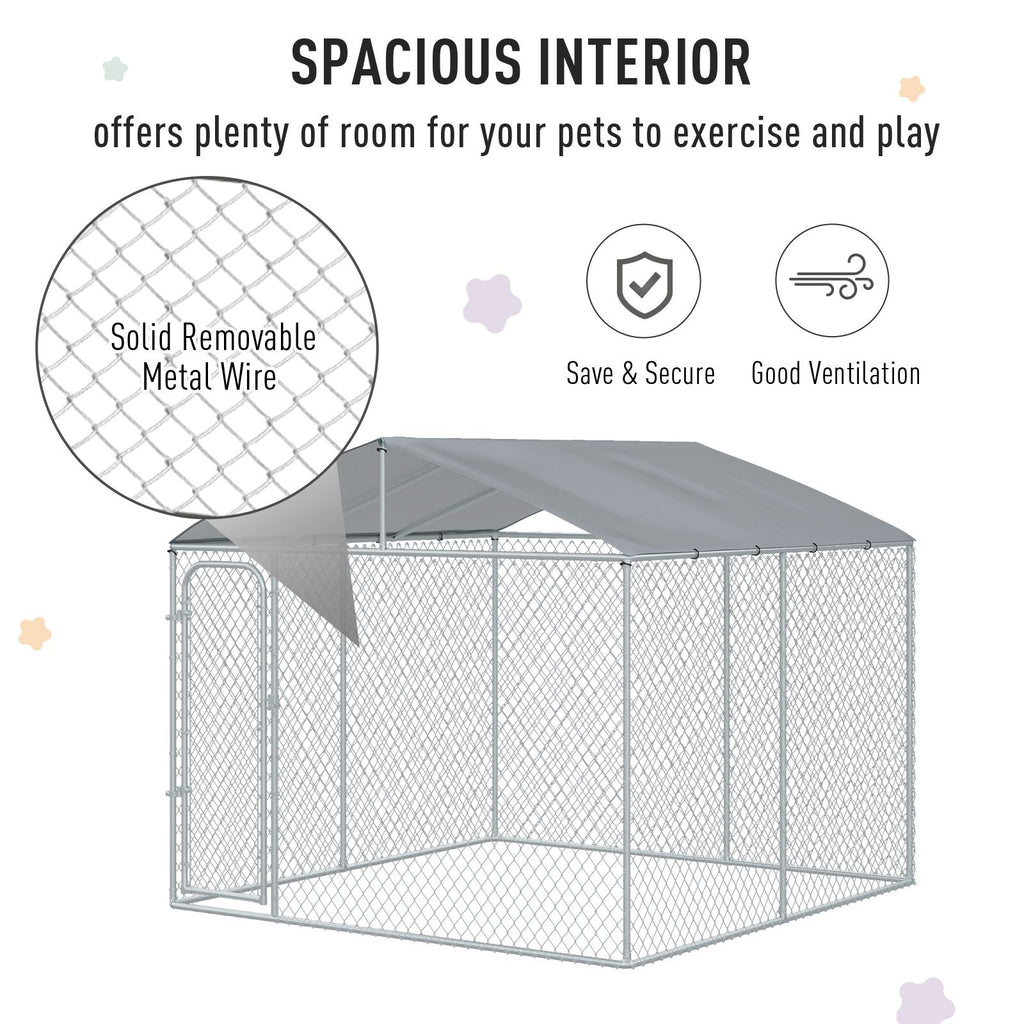 Large Outdoor Dog Kennel,, structured Playpen with Lock, Mesh Sidewalls, Weatherproof Cover, Bla