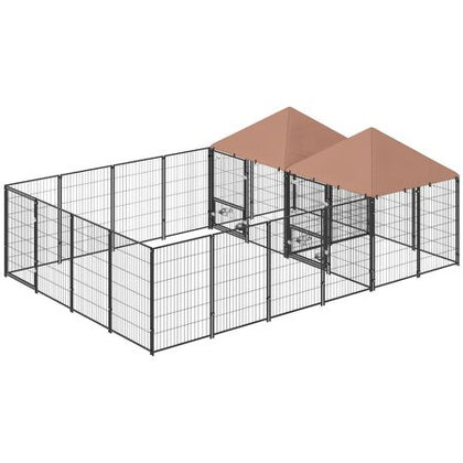 Spacious Outdoor Dog Kennel with Dual Rooms & Rotating Feeding Station