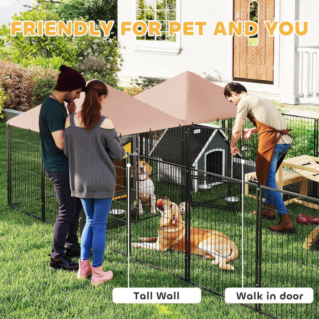 Spacious Outdoor Dog Kennel with Dual Rooms & Rotating Feeding Station