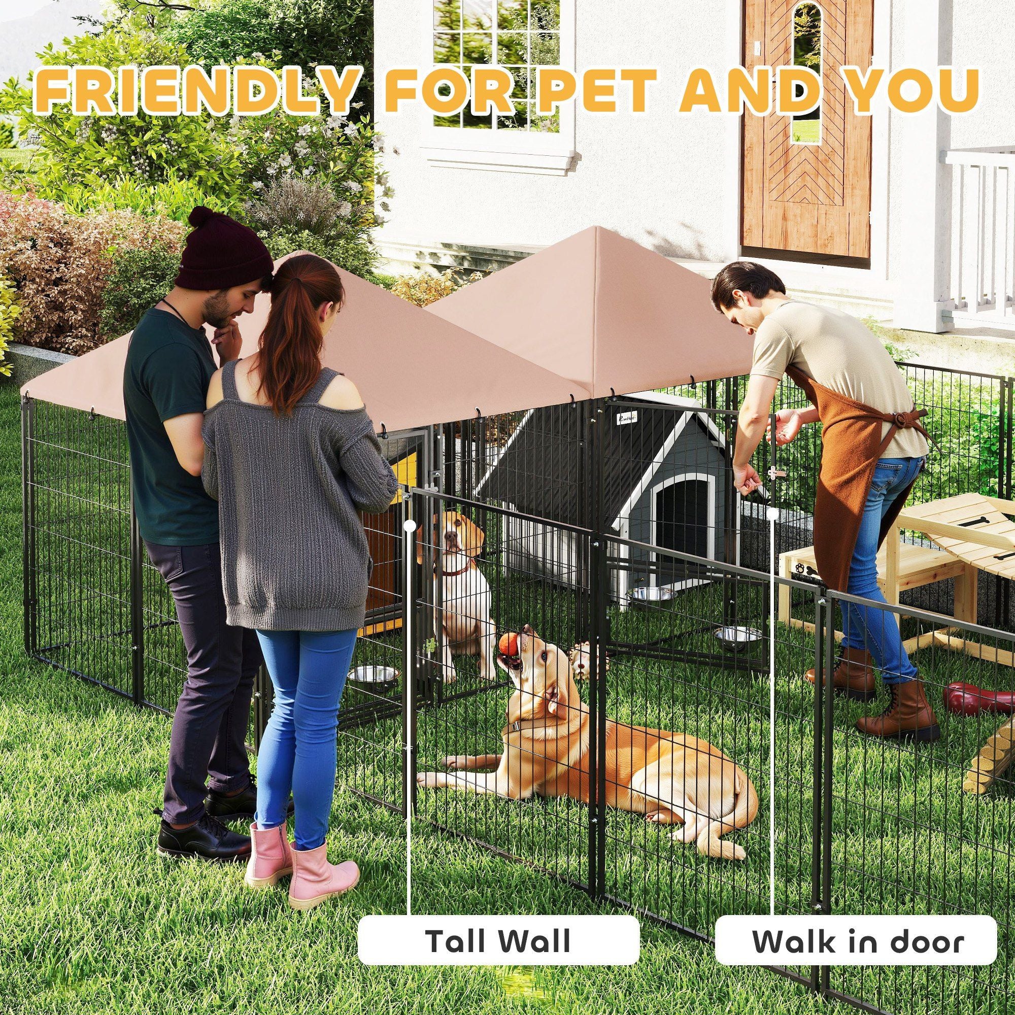 Spacious Outdoor Dog Kennel with Dual Rooms & Rotating Feeding Station