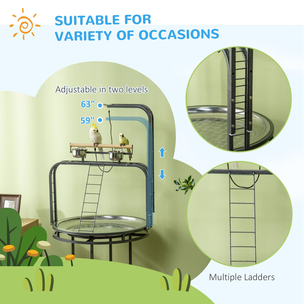 Textured structured Parrot Stand with 3 Ladders and Toy Hook
