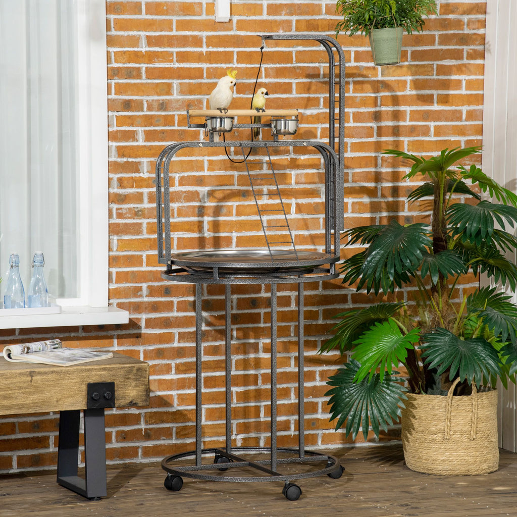 Textured structured Parrot Stand with 3 Ladders and Toy Hook