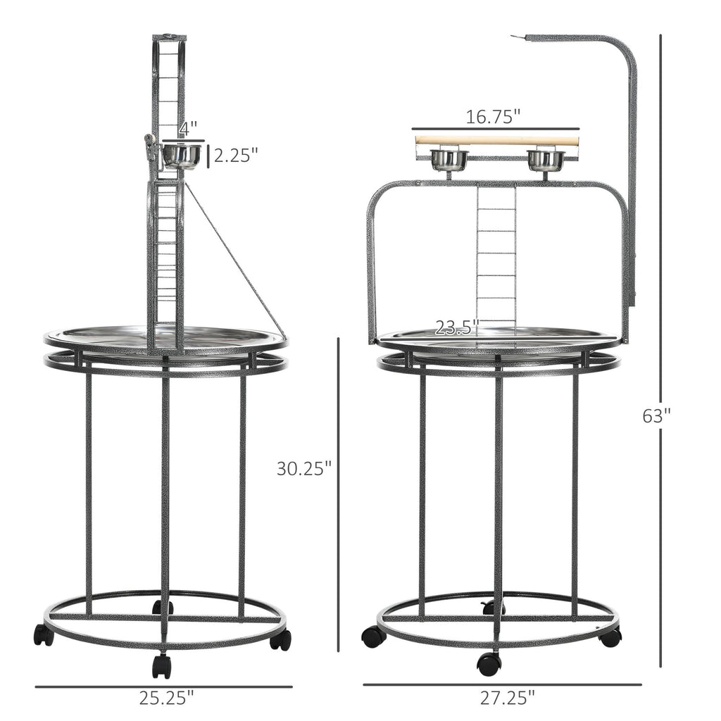 Textured structured Parrot Stand with 3 Ladders and Toy Hook