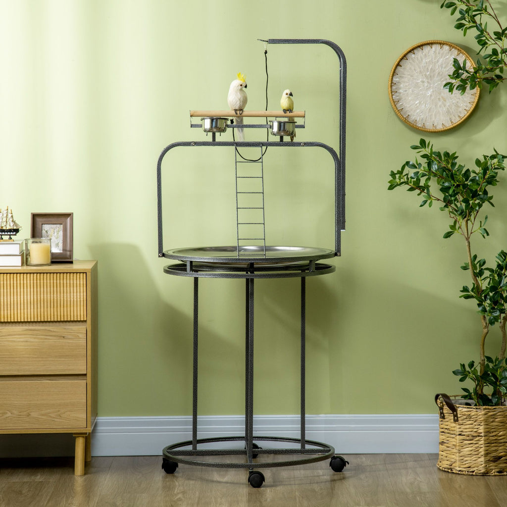 Textured structured Parrot Stand with 3 Ladders and Toy Hook