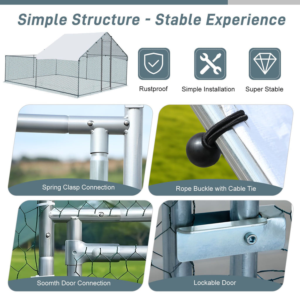 Large Walk-In Chicken Coop with everyday Galvanized Frame and water-ready Anti-UV Cover