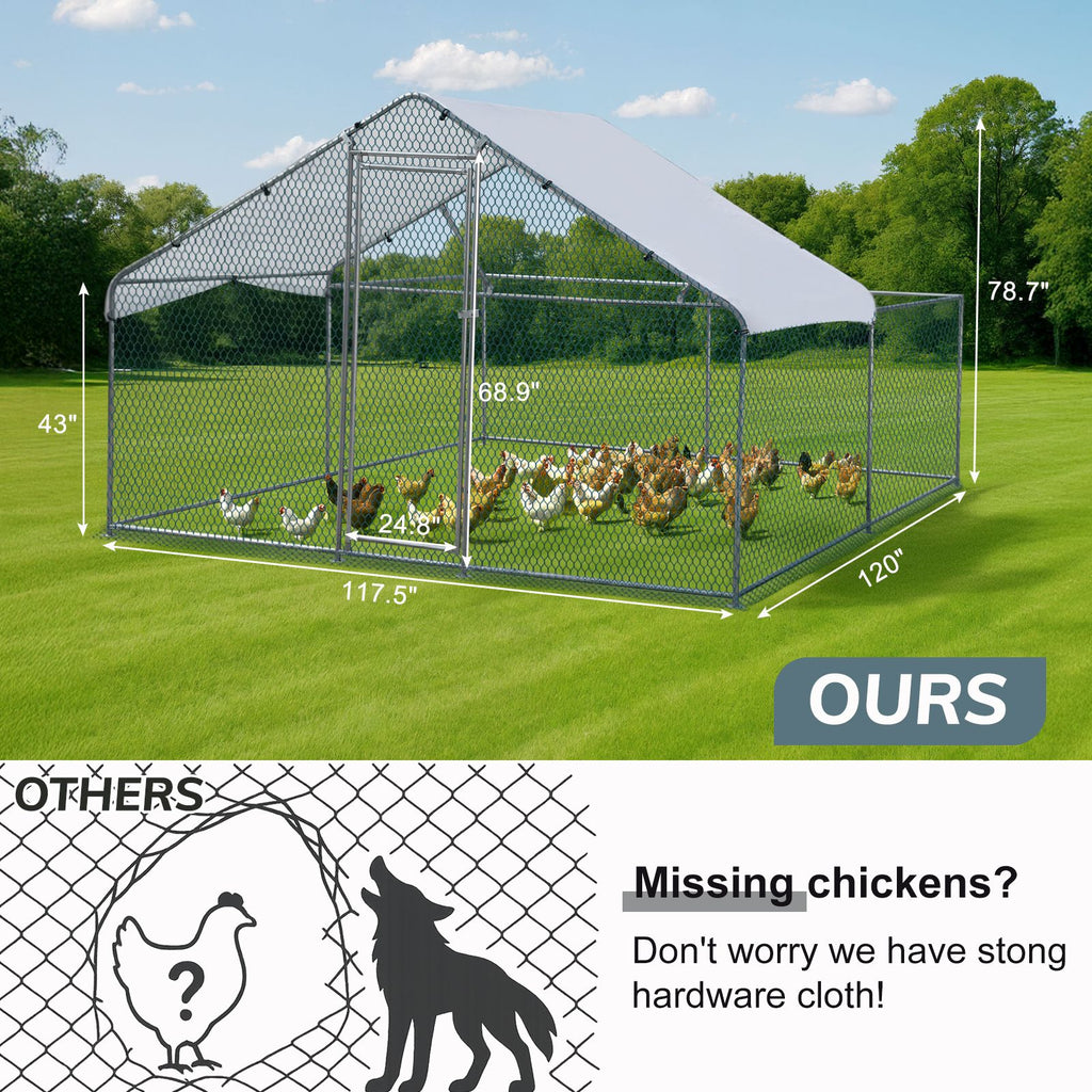 Large Walk-In Chicken Coop with everyday Galvanized Frame and water-ready Anti-UV Cover