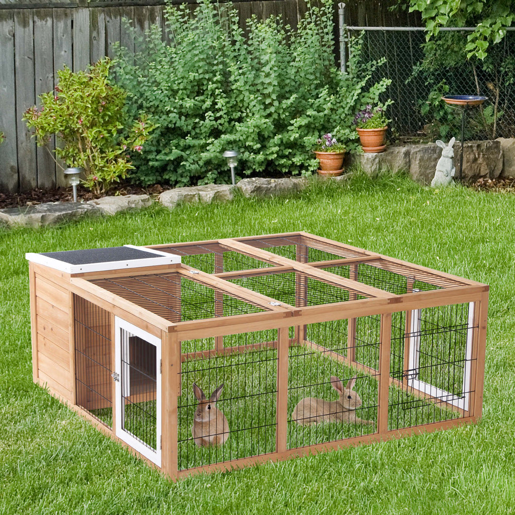 Spacious Outdoor Rabbit Hutch with Openable Main House and Play Run