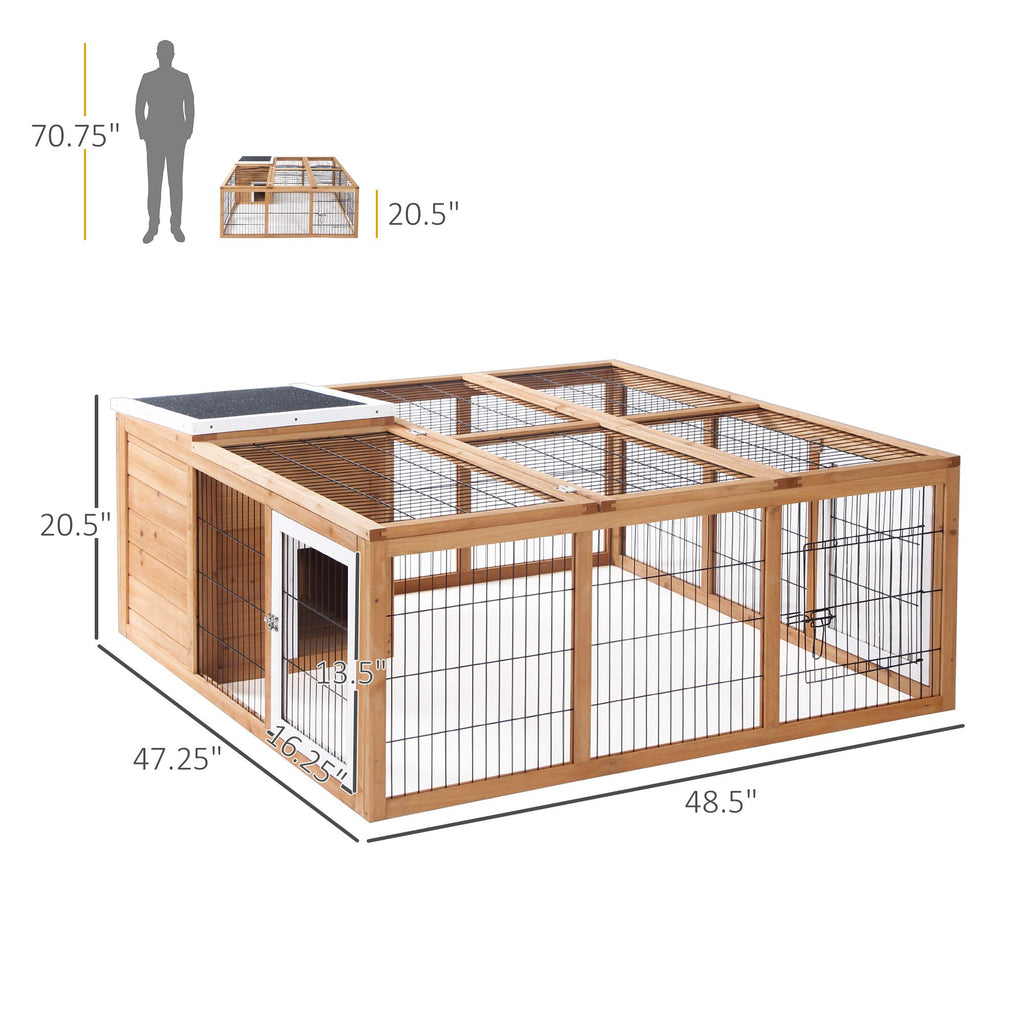 Spacious Outdoor Rabbit Hutch with Openable Main House and Play Run
