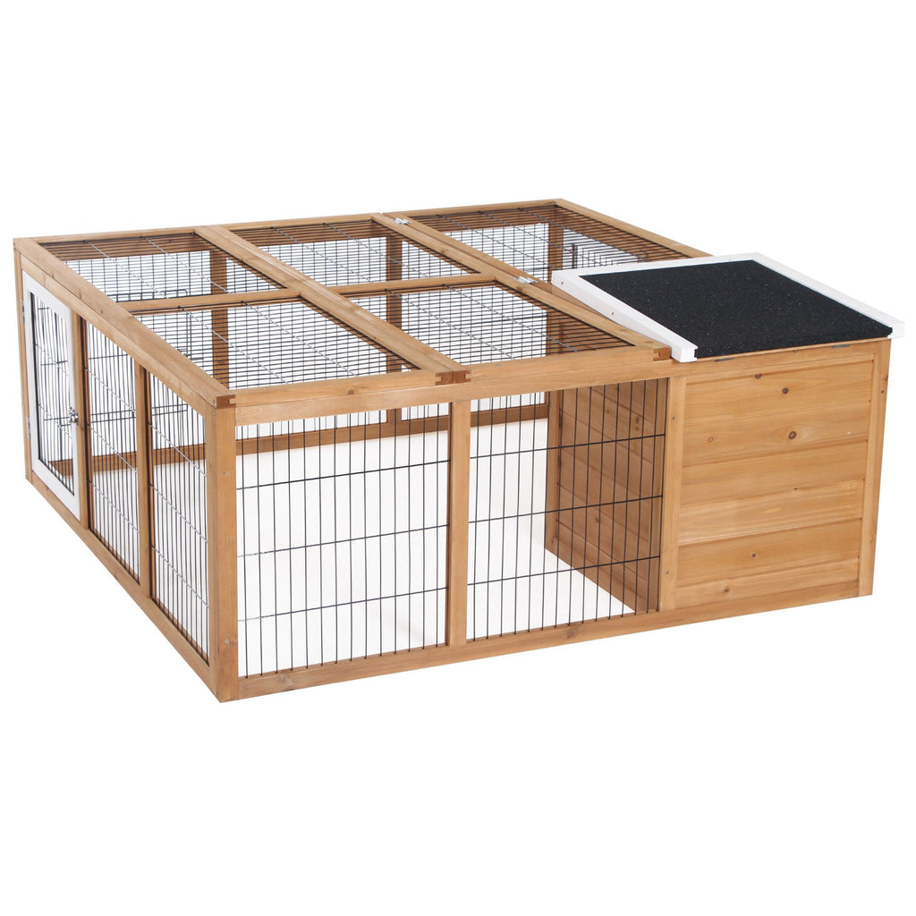 Spacious Outdoor Rabbit Hutch with Openable Main House and Play Run