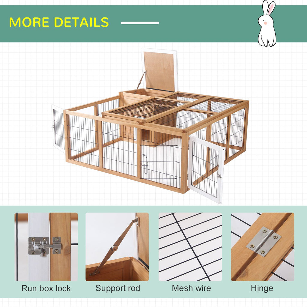 Spacious Outdoor Rabbit Hutch with Openable Main House and Play Run