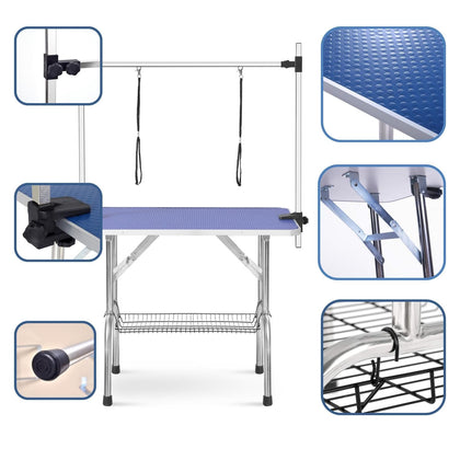 Large practical 46" Folding Pet Grooming Table with Adjustable Arm