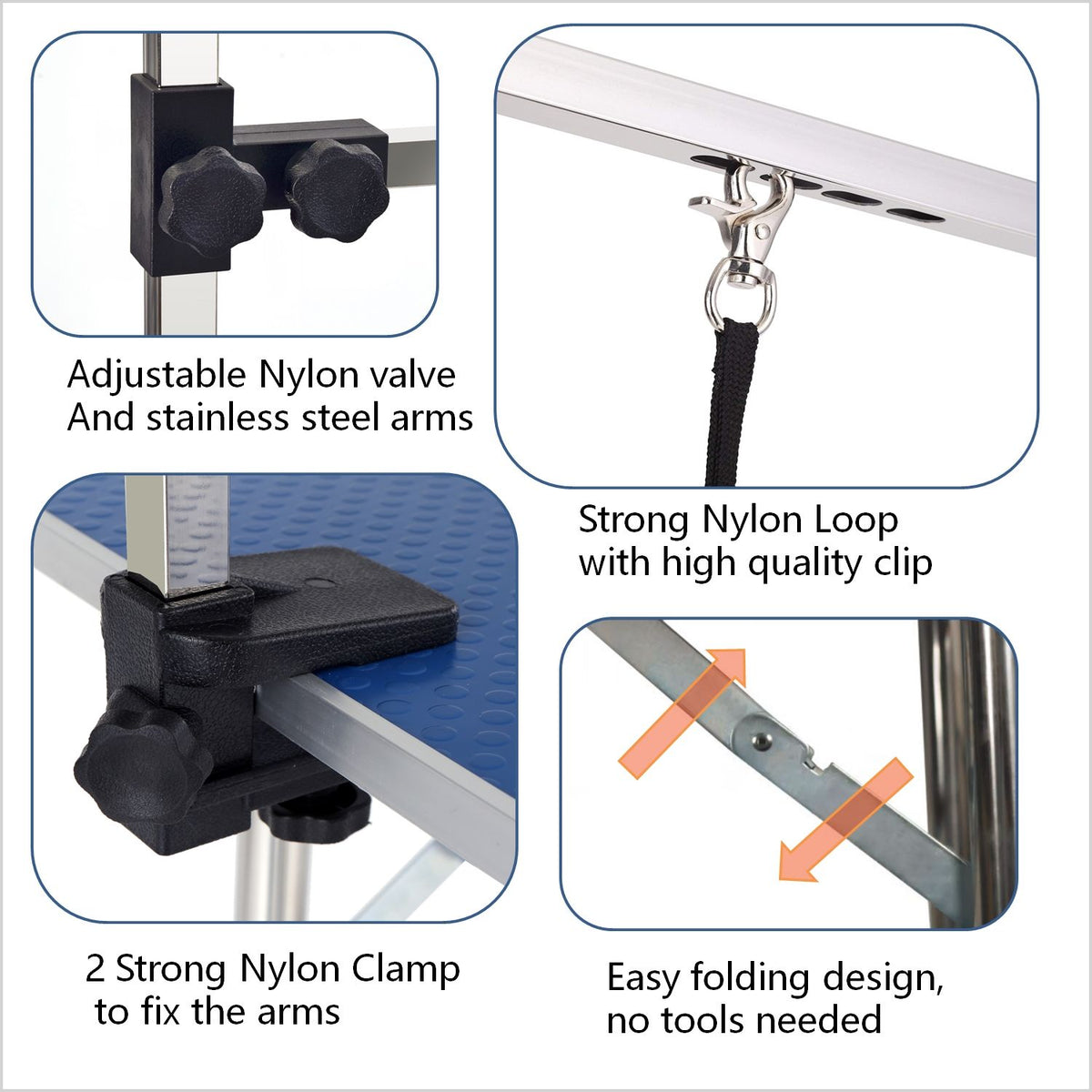 46" Folding Pet Grooming Table with Adjustable Arm and Clamps – image 15