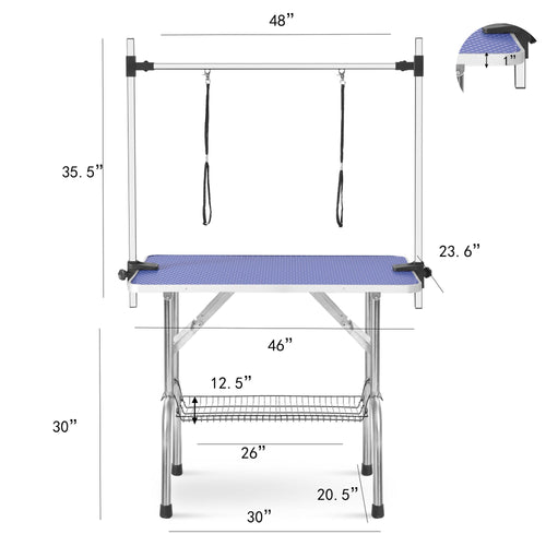 46" Folding Pet Grooming Table with Adjustable Arm and Clamps – image 2