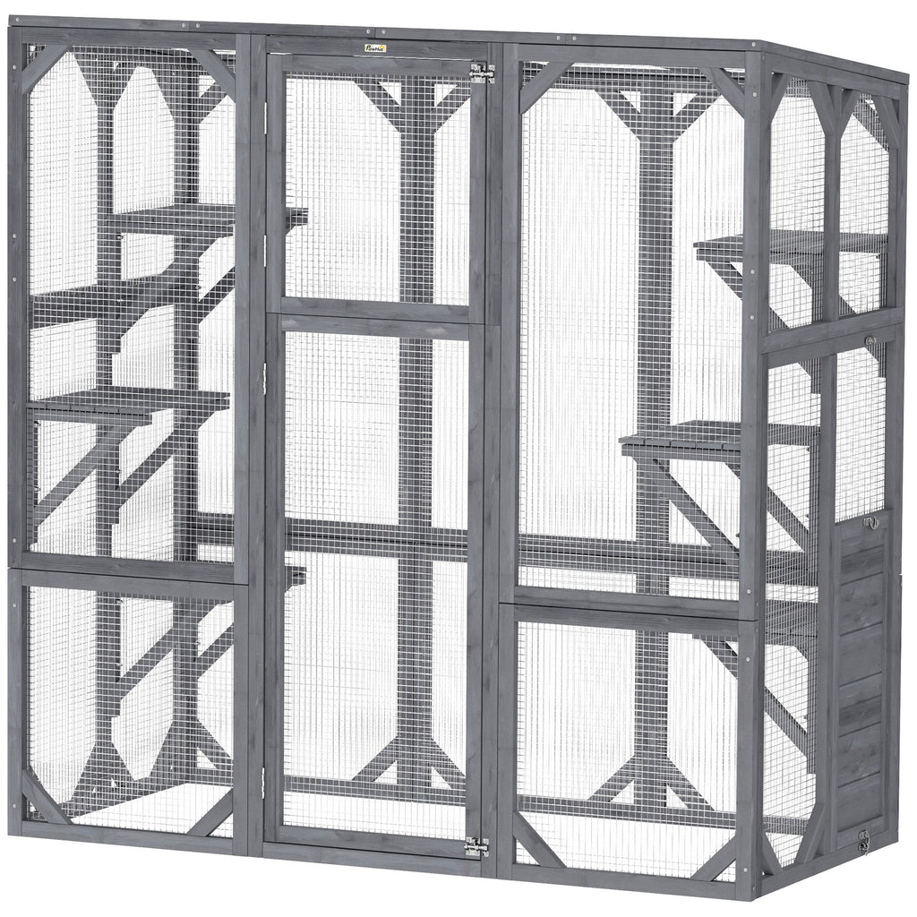 Spacious furniture-style Catio with 6 Platforms & Sun Panel Roof – Perfect for 1-3 Cats