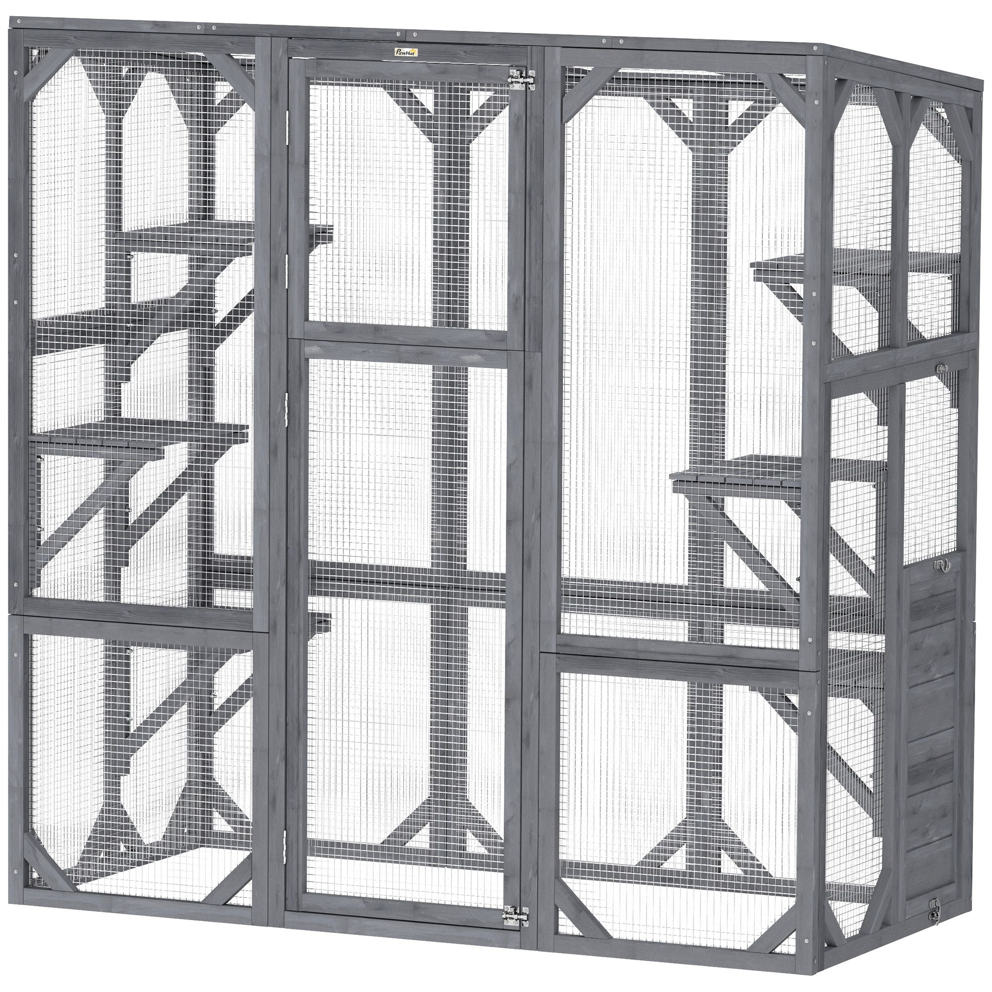 Spacious furniture-style Catio with 6 Platforms & Sun Panel Roof – Perfect for 1-3 Cats