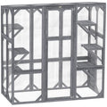 Spacious furniture-style Catio with 6 Platforms & Sun Panel Roof – Perfect for 1-3 Cats