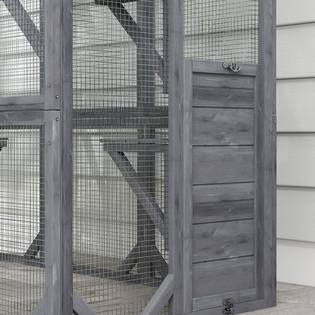 Spacious furniture-style Catio with 6 Platforms & Sun Panel Roof – Perfect for 1-3 Cats