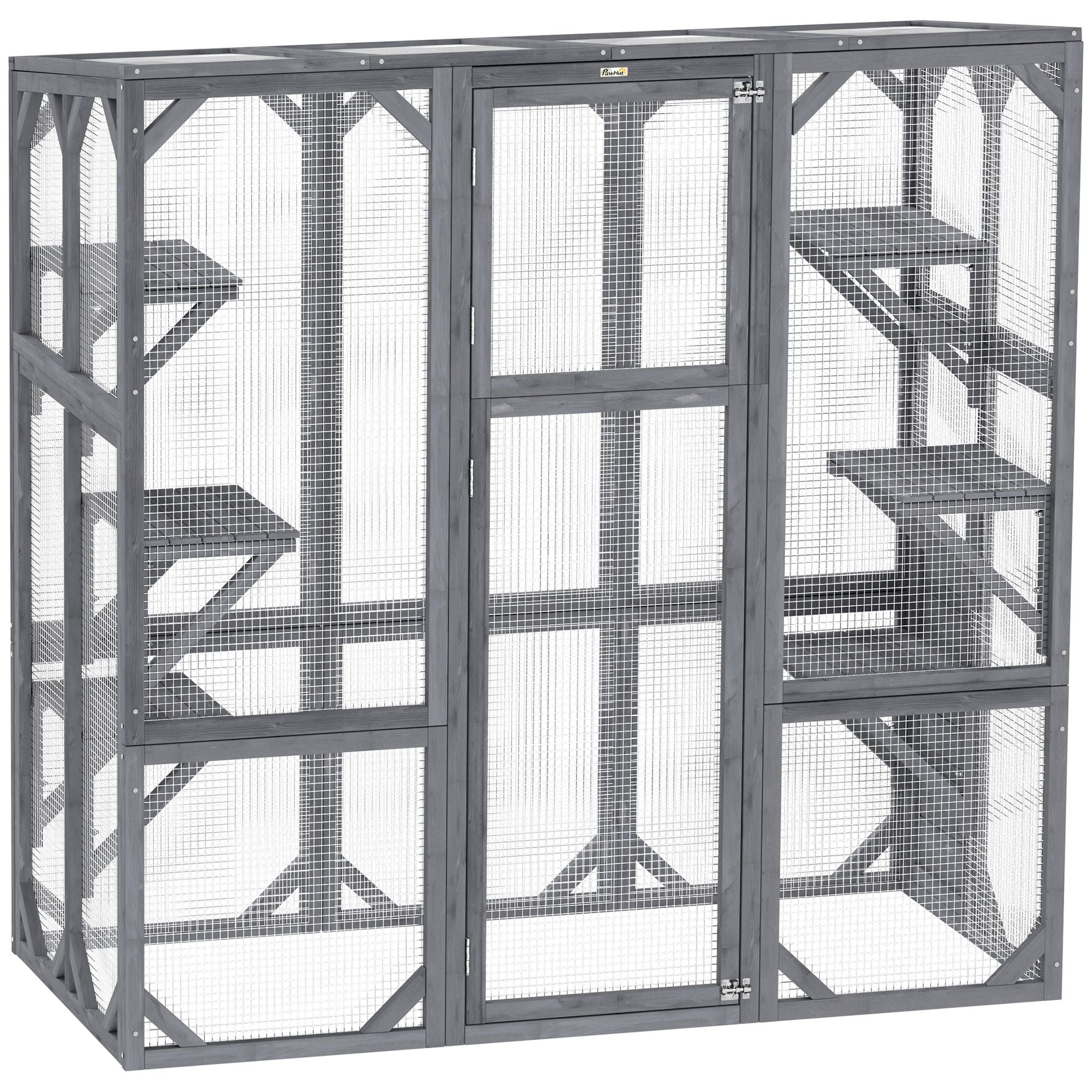 Spacious furniture-style Catio with 6 Platforms & Sun Panel Roof – Perfect for 1-3 Cats