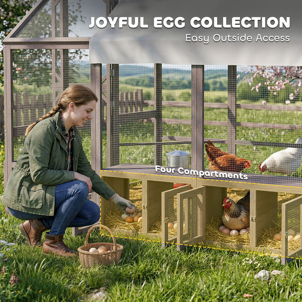 Large furniture-style Chicken Coop with Walk-In Run, Nesting Boxes, and Auto Door Compatibility
