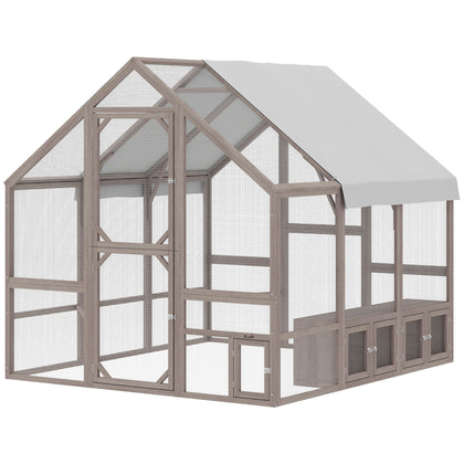 Large furniture-style Chicken Coop with Walk-In Run, Nesting Boxes, and Auto Door Compatibility
