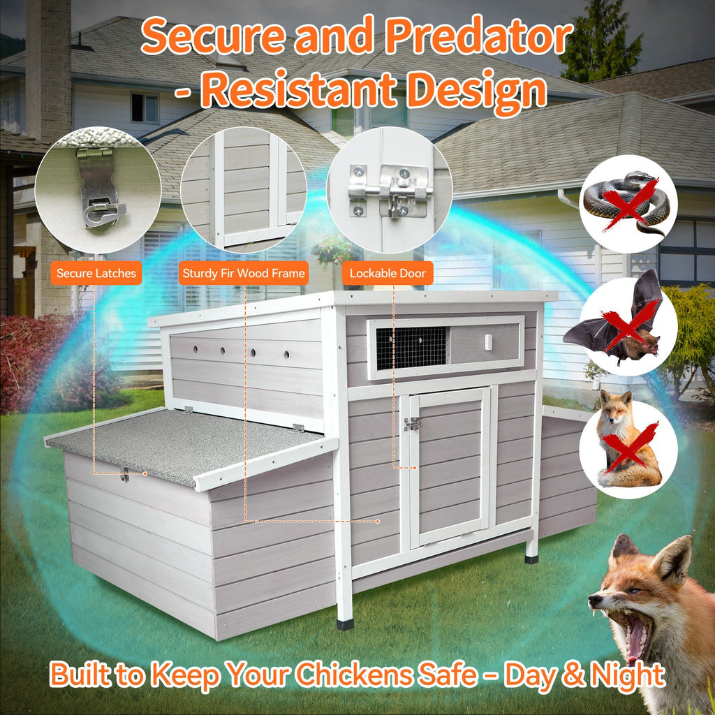 Large furniture-style Chicken Coop with water-ready Base and Secure Latches