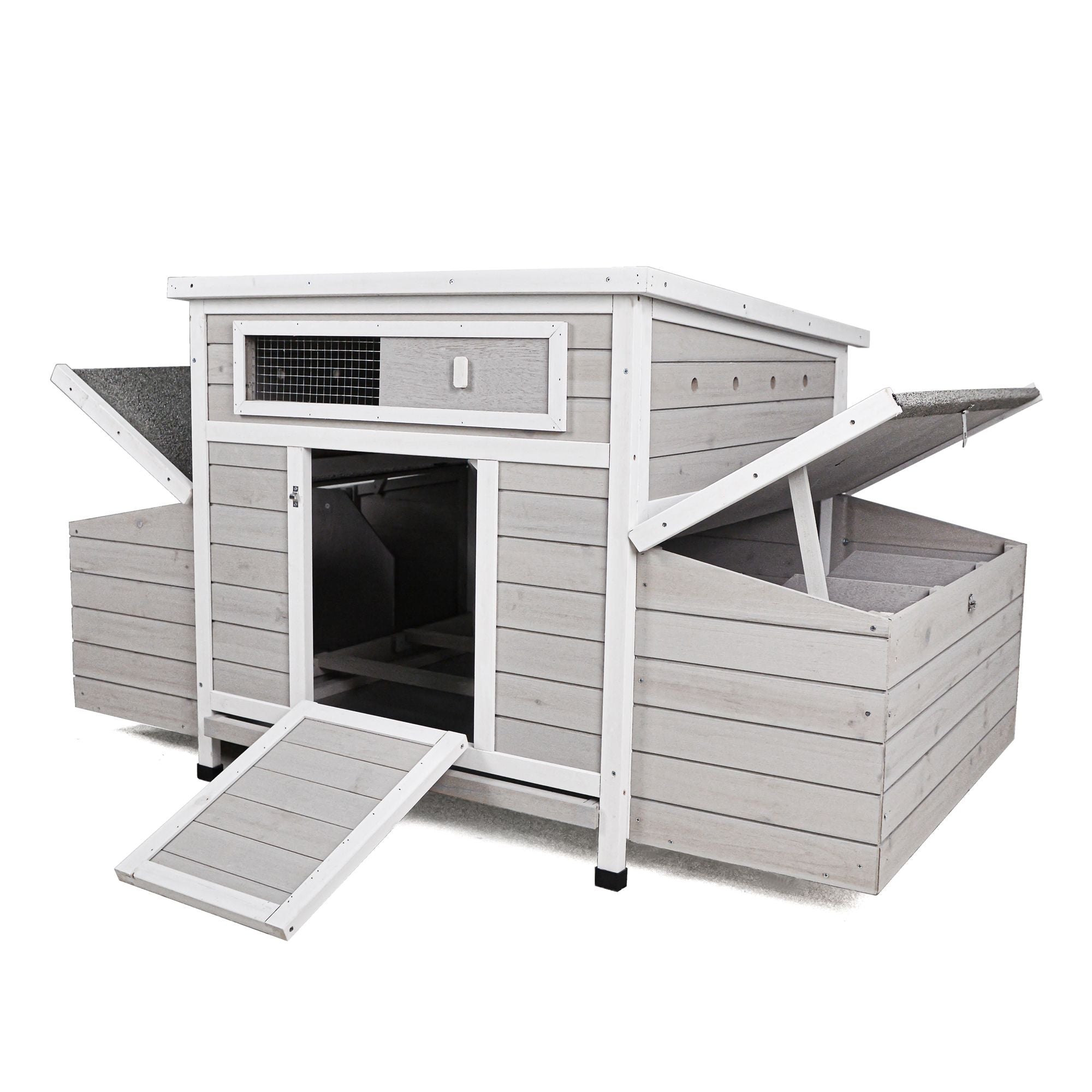 Large furniture-style Chicken Coop with water-ready Base and Secure Latches