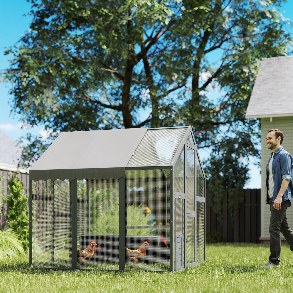 Large furniture-style Chicken Run with Secure Mesh & Weather Cover – Quick Assembly for 6-8 Chickens