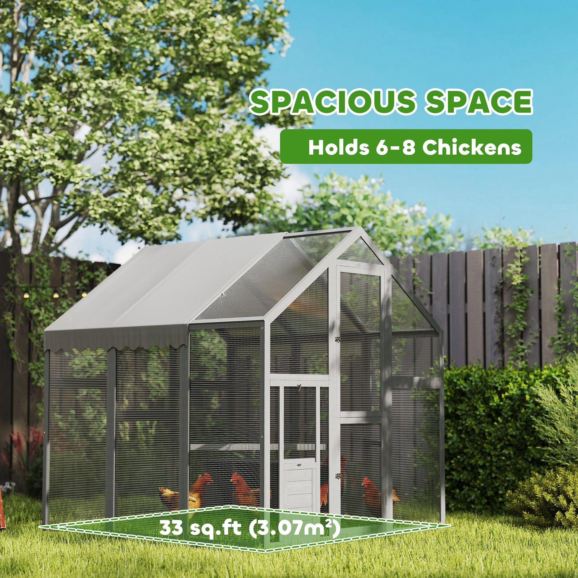 Large furniture-style Chicken Run with Secure Mesh & Weather Cover – Quick Assembly for 6-8 Chickens