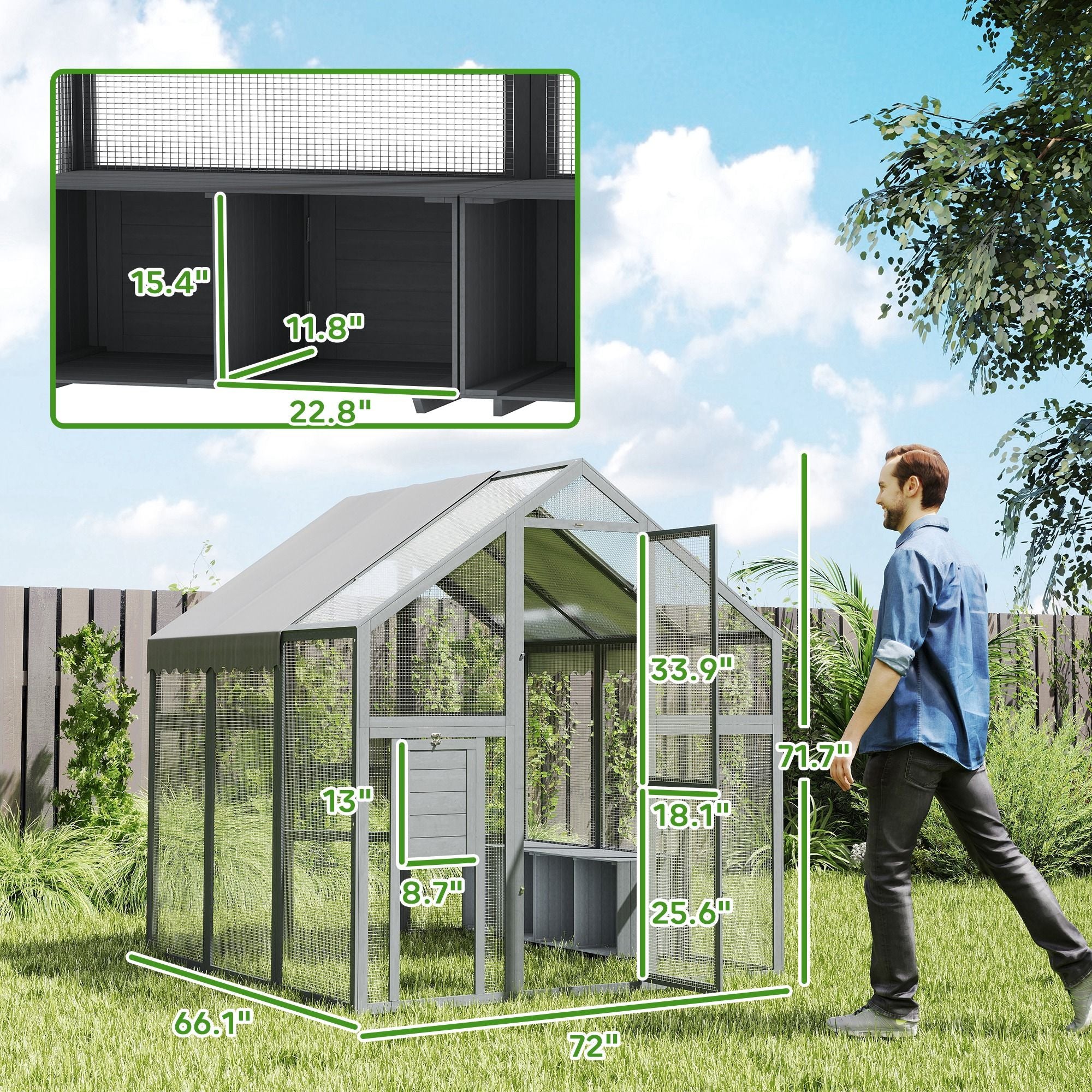 Large furniture-style Chicken Run with Secure Mesh & Weather Cover – Quick Assembly for 6-8 Chickens