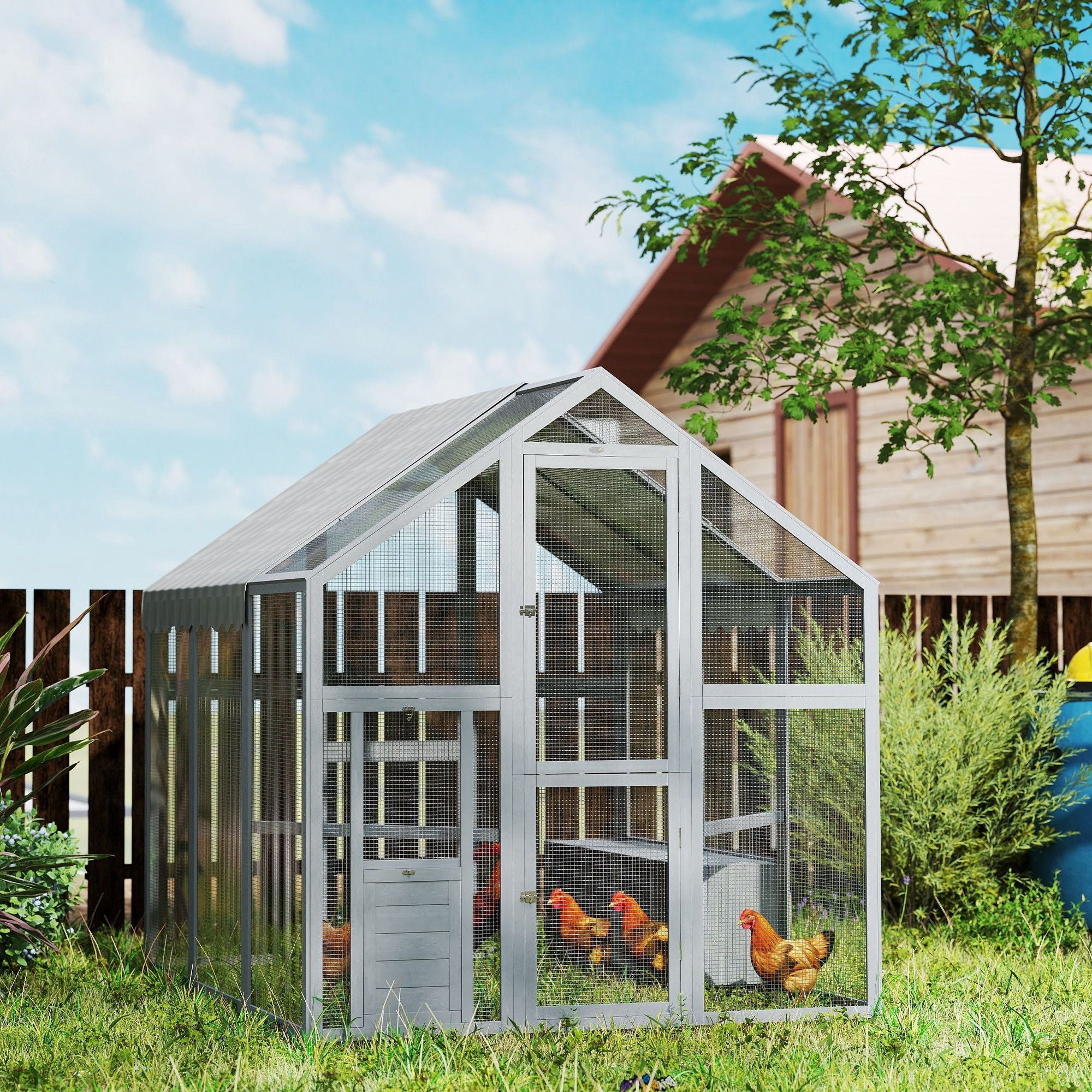 Large furniture-style Chicken Run with Secure Mesh & Weather Cover – Quick Assembly for 6-8 Chickens