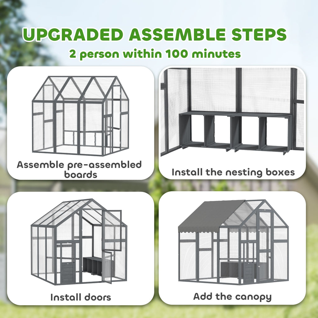 Large furniture-style Chicken Run with Secure Mesh & Weather Cover – Quick Assembly for 6-8 Chickens