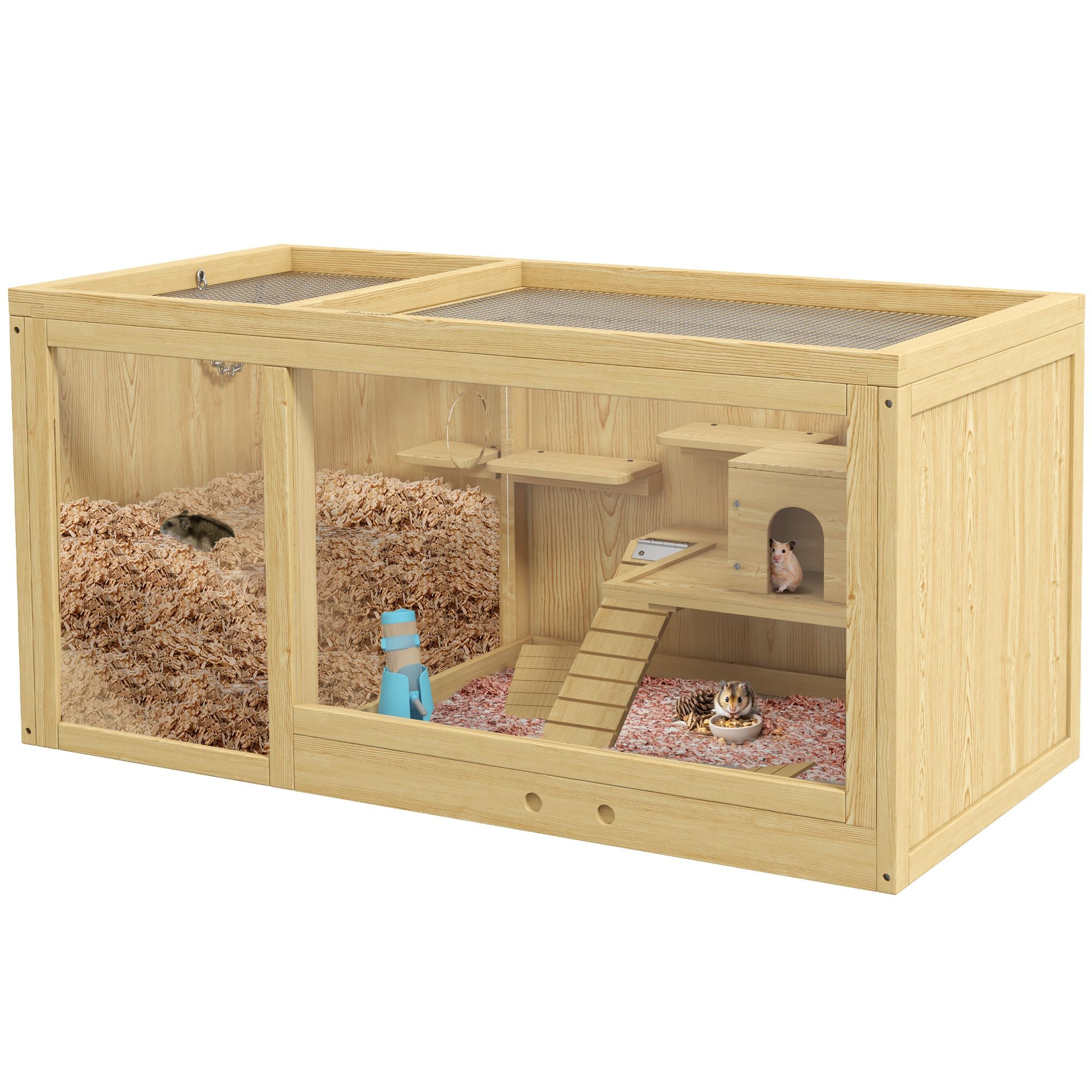 Spacious furniture-style Hamster Cage with Two Rooms and Fun Accessories