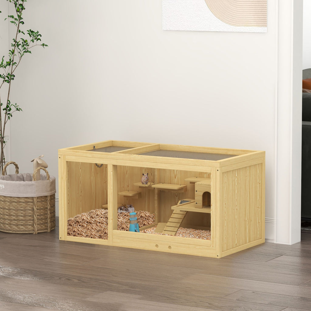 Spacious furniture-style Hamster Cage with Two Rooms and Fun Accessories