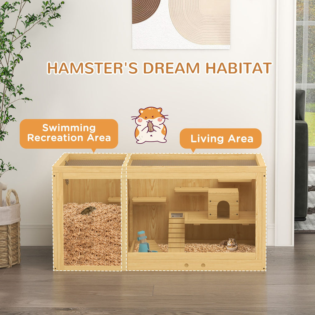 Spacious furniture-style Hamster Cage with Two Rooms and Fun Accessories