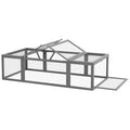 Large furniture-style Rabbit Hutch Gray Small Animal Habitat with Outdoor Run Lockable Doors