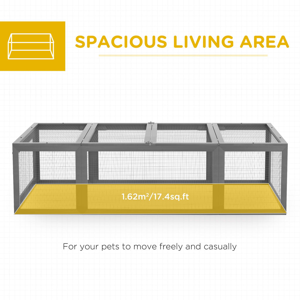 Large furniture-style Rabbit Hutch Gray Small Animal Habitat with Outdoor Run Lockable Doors