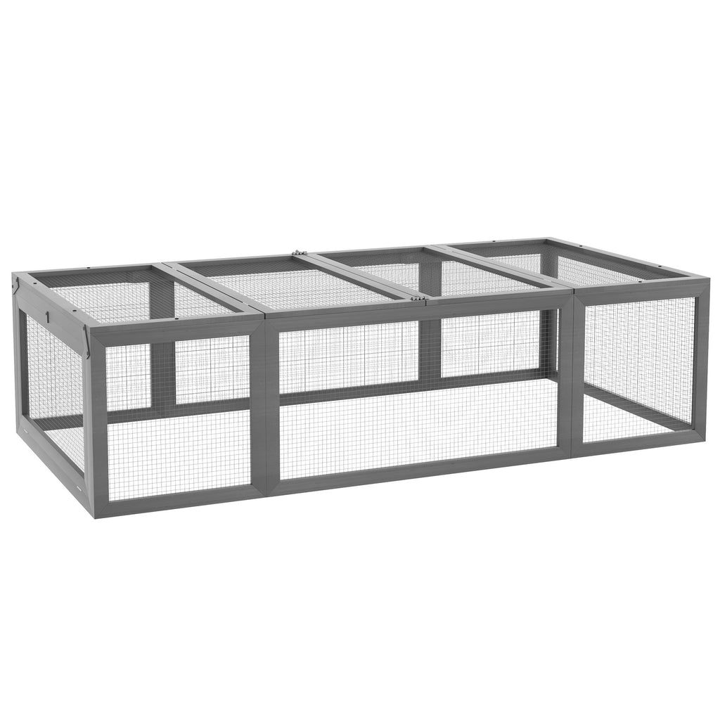 Large furniture-style Rabbit Hutch Gray Small Animal Habitat with Outdoor Run Lockable Doors