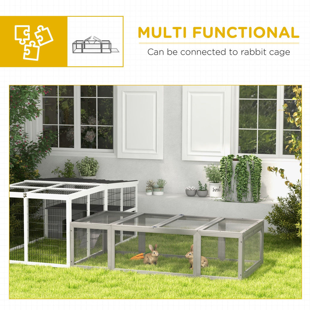 Large furniture-style Rabbit Hutch Gray Small Animal Habitat with Outdoor Run Lockable Doors
