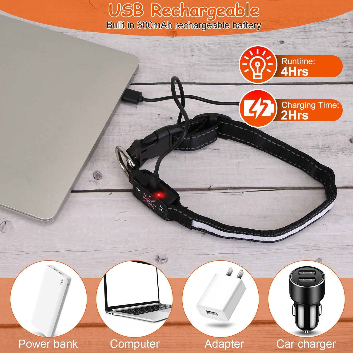 LED Dog Collar with 9 Colors & IPX7 water-ready
