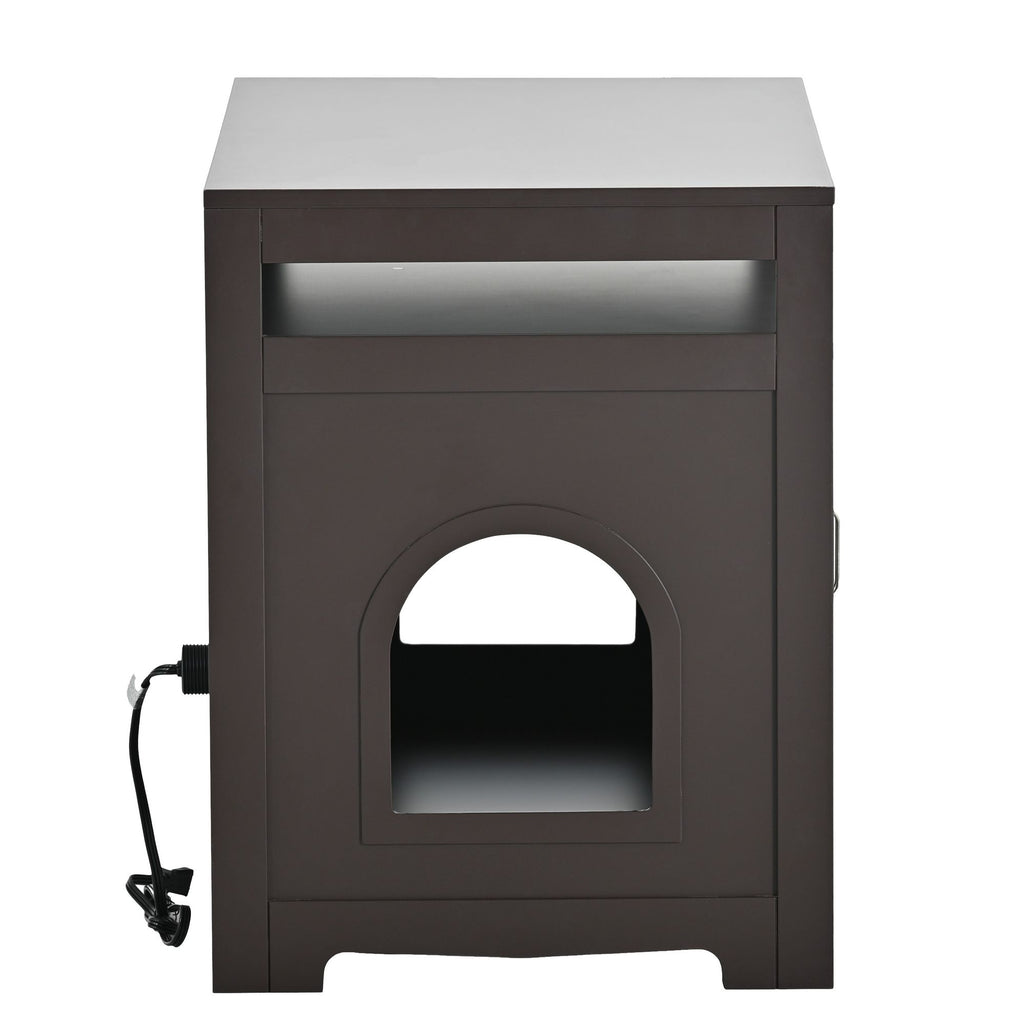 Multifunctional Litter Box Enclosure with Hidden Plug & Storage